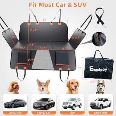 Upgraded PU Thickened Dog Car Seat Cover for Back Seat, Waterproof Back Seat Extender for Dogs with Hard Bottom, Dog Car Seat Cover for Car SUV! Anti-Scratch! Safer! (Holds 400lbs) - Image 10