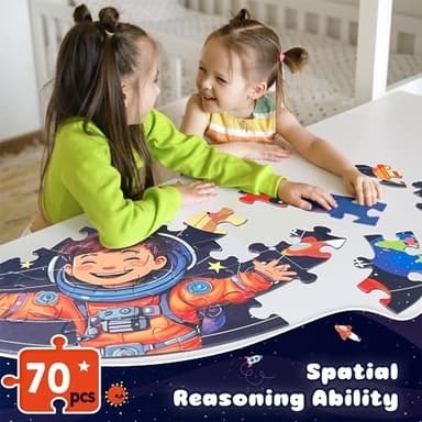 TALGIC Puzzles for Kids Ages 4-6 with Solar System Planets, 70 Piece Round Large Kids Floor Puzzles for Ages 3 4 5 6 7 8, Educational Toy Gift Jigsaw Puzzles for 5 Year Old Boys Girls - Image 2