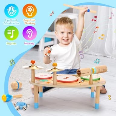OATHX Kids Drum Set - 11 in 1 Musical Instruments for Toddlers Baby Preschool Educational Musical Toys, Montessori Toys for Kids Ages 1-6 - Image 5