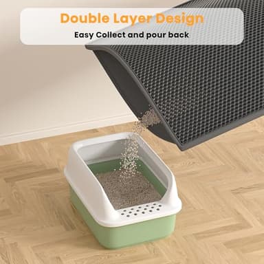 Pieviev 2 Packs Cat Litter Mat Double Layer Waterproof Urine Proof Trapping Mat (30''X24'', Black) - Image 2