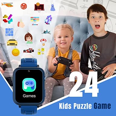 Smart Watch for Kids with 24 Puzzle Games HD Touch Screen Camera Music Player Pedometer Alarm Clock Calculator Flashlight 12/24 hr Gifts for 4-12 Year Old Boys Toys for Kids - Image 5