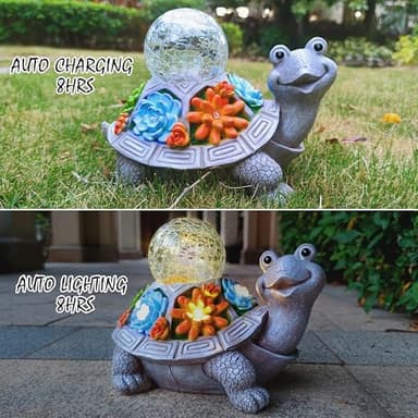 JOYBEE Solar Turtle Garden Statue Outdoor Decor-Turtle Solar Figurines Lights Decorations for Patio Yard Lawn Ornaments-Turtle Gifts for Birthday Easter Housewarming(Color) - Image 5