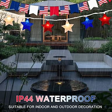 Red White and Blue Star Lights,8.5ft LED Waterproof 10 Star String Lights for 4th of July Decorations,Fairy Lights Perfect for Indoor Outdoor Independence President Patriotic Theme Memorial Day Decor - Image 3