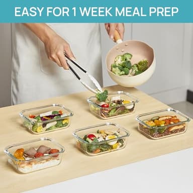 Vtopmart 5Pack 22oz Glass Storage Containers with Lids, Glass Meal Prep Food Container Sets with Snap Airtight Lids for Microwave, Oven, Freezer and Dishwasher - Image 4