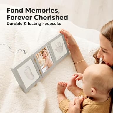 Baby Shower Gifts for Boys, Girls - Baby Hand and Footprint Kit, Newborn Handprint Kit, Keepsake Photo Frame, Nursery Picture Frame, Gender-Neutral Newborn Keepsake Gifts (Cloud Gray) - Image 7