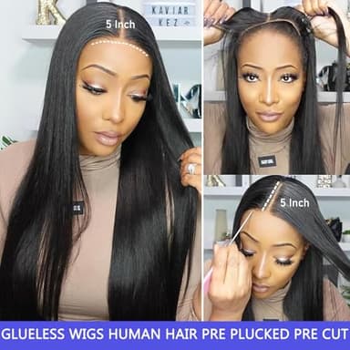 Tscom 30 Inch 5x5 HD Lace Closure Wigs Human Hair 220 Density Wear and Go Glueless Wigs Human Hair Pre Plucked Pre Cut with Baby Hair Bleached Knots 12A Ready to Wear Straight Wigs for Beginners - Image 4