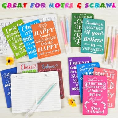 24 Pcs Mini Inspirational Notebooks Bulk with 24 Pcs Colorful Pens, Small Pocket Journal Notepads Set, Motivational Bulk Gifts for Women Men Teacher Student Kids, Fun Mother's Day Gift B,3.5"x5.5" - Image 5