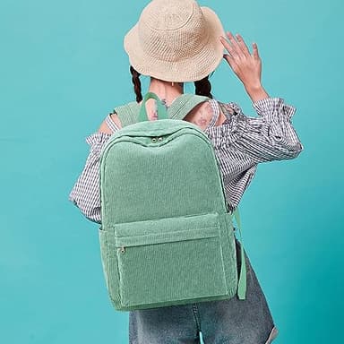 School Backpack for Teens Large Corduroy Bookbag Lightweight 15.6 inch Laptop Bag for Girls Women Casual High School College - Image 5