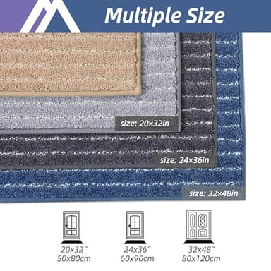 COSY HOMEER Indoor Door Mat Floor Mats Dirt Trapper Wet Shoes and Paws, Front Door Outside Entry Welcome Outdoor Entrance Dog Cat Mat, Anti Slip Washable, 20"x32",Blue - Image 5