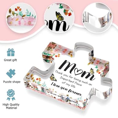 VELENTI Gifts for Mom - Cute Engraved Acrylic Block Puzzles Piece - Adorable Mom Gift from Son, Daughter - Fun Christmas, Mothers Day, Birthday Gift Idea for Mom - Fancy Decoration Piece for Home - Image 2