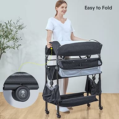 BabyBond Portable Baby Changing Table, Foldable Changing Table Dresser Waterproof Diaper Changing Table Height Adjustable Changing Station for Infant and Newborn(Grey) - Image 3