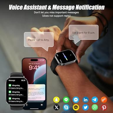 ganopterygon Smart Watch, 2.01" HD Touchscreen Fitness Watch, Bluetooth Calls, 120 Sports Modes Activity Tracker, 24/7 Heart Rate & Sleep Monitor, IP68 Waterproof, iOS Android Compatible (Black) - Image 4