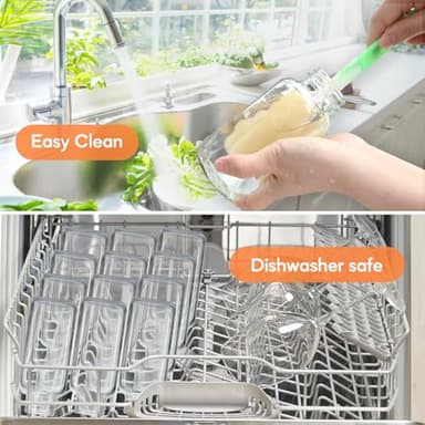 STARSIDE 16oz Glass Juice Bottles with Lids 12 Pack - Square Reusable Drinking Jars for Juicing, Milk, Kombucha - Includes 1 Sponge Brush, 12 Colored Labels - Image 6