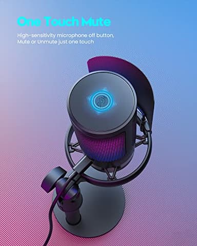 COCONISE Gaming Microphone, USB PC Mic for Podcasts Videos, Streaming, Condenser Mic with Quick Mute, Tripod Stand, Pop Filter, RGB Indicator, Shock Mount, Rotate gain button, Compatible with PS4/5/PC - Image 3