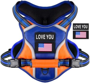 WOCUME Dog Vest Harness for Small Dogs with 2 Dog Patches, No Pull Adjustable Dog Harness with Handle for Walking Training, Reflective and Soft Padded Pet Harness for Small Dogs - Blue, XS - Image 3