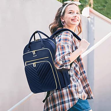 LOVEVOOK 17.3 Inch Laptop Backpack for Women,Fashion Work Backpack Purse for Women Men,Waterproof Travel Work Backpacks Purse for Teacher Nurse, Navy Blue. - Image 2