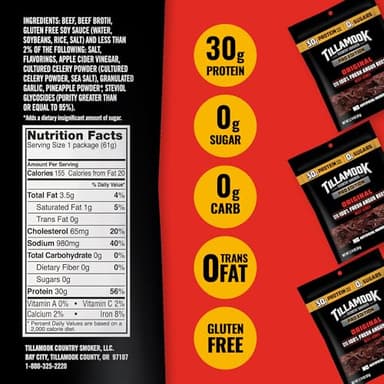 Tillamook Beef Jerky, Country Smoker PRO Edition, Zero Sugar, Original, 2.14 Oz, Real Hardwood Smoked Fresh Angus Beef, Low Carb, High Protein, Ready to Eat Keto Snack for Athletes, Gluten Free - Image 8