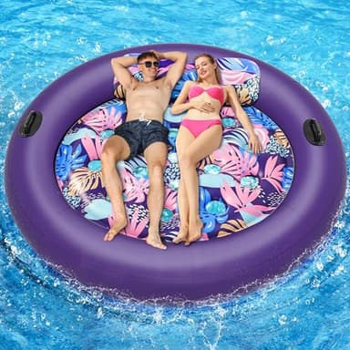 Pool Floats Adult Heavy Duty, OKSUWATER 73" x 73" Inflatable Pool Float Size with Removable Pillow & Grad Handles, Cooling Floaties Bed for Summertime Pool, Water, Lake, Beach, Outdoor Summer Party - Image 1