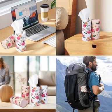 Qofaoye Car Tissues Holder 4 Pack with Facial Tissues Travel Tissue Tubes Box Container Fit for Car Cup Holder Car Tissues Cylinder Third Generation - Image 5