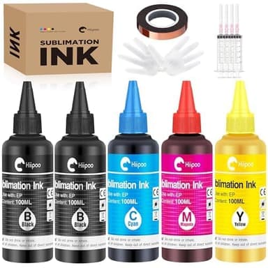 Hiipoo 500ML Sublimation Ink Refill for ET2400 ET-2720 ET-2760 ET-2800 ET-2803 ET-2850 ET-4800 ET-15000 ET-3760 Inkjet Printer Heat Press Transfer on Mugs T-Shirts Pillows (Upgrade Version) - Image 2