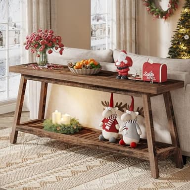 Tribesigns 70.86-Inch Console Table for Entyrway, Farmhouse 2-Tier Entry Entrance Table, Narrow Long Sofa Table Behind Couch, Rustic Brown - Image 3