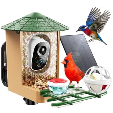 Smart Bird Feeder with Camera with AI Identify Birds Species & Solar Panel, WiFi Birdfeeder with Cam, 2K Live View, Chew-Proof & Waterproof Design, Real-Time App Alerts, Gift for Bird Lovers, Green - Image 1