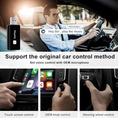 Wireless CarPlay Adapter, Converts Wired to Carplay Wireless Adapter for iPhone, Plug and Play-Seamless Fast Response Stable Bluetooth Connection CarPlay for Apple iPhone iOS 10+ and Cars (0.9*2.34″) - Image 3