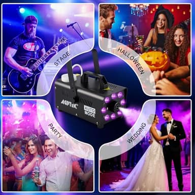 AGPTEK Fog Machine, Smoke Machine with 13 Colorful LED Lights Effect, Auto Mode 2000CFM Fog with 1 Wired Receiver and 2 Wireless Remote Controls, Perfect for Wedding, Halloween, Party and Stage Effect - Image 9