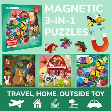 QUOKKA Magnetic Puzzles for Kids Ages 4-6 - 36 Pieces Sudoku Toddler Puzzles Ages 2-4 - Travel Games for Kids Ages 3-5 - Animal Farm Bugs Toddler Travel Toys - Car Airplane Road Trip Games - Image 2