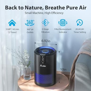FreAire Air Purifiers for Home, Air Purifiers for Bedroom Up to 538 Ft²/h, Room Air Purifier with 3-in-1 Filter for Smoke Pet Dander Odors with Sleep Mode Timer Fragrance for Bedroom Office Kitchen - Image 3