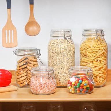 ComSaf Large Glass Jars with Lid 64 oz, Large Mason Jars Set of 3, Glass Canisters with Airtight Lids, Half Gallon Canning Jar with Seal Wire Clip Fastening for Kitchen, Pickle, Flour, Sugar, Cereal - Image 7