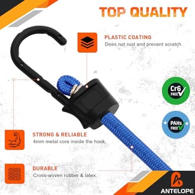 A ANTELOPE 32-Piece Bungee Cord Assortment Includes 10", 18", 24", 32", 40" Bungee Cord with Hook, 8" Canopy Tarp Ball Tie and Tarp Clip - Image 3