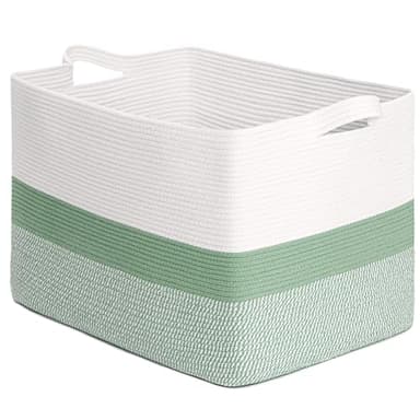 CLHMILY&Z Stylish Square Cotton Rope Storage Basket - 22x17x13.8 Inches - Perfect Nursery Storage Bin and Baby Toy Basket for Organizing Toys and Blankets - Image 8