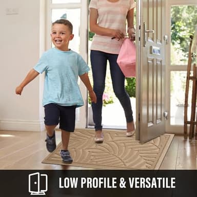 HIYARD Front Door Mat, Absorbent Resist Dirt Welcome Door Mat Indoor Outdoor, Waterproof Doormat, Sturdy Non Slip Backing, Fade Resistant, Low Profile Entry Mat for Entryway, 29×17, Beige - Image 5