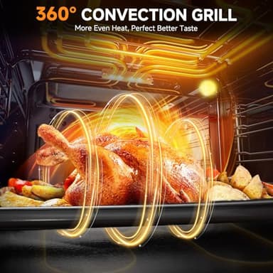 Wall Ovens 24 inch Electric, AMZCHEF 24 inch Wall Oven, 2200w Single Wall Oven with 6 Cooking Modes, 2.5 Cu.Ft. Electric Wall Oven, Convection Oven with Mechanical Knobs Control, Stainless Steel - Image 2