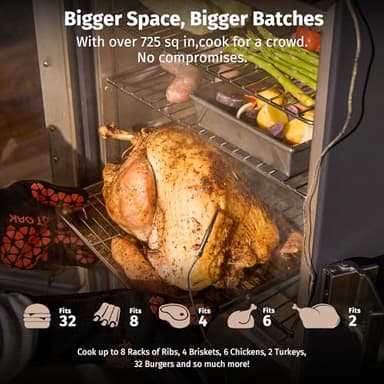 EAST OAK 30" Electric Smoker for Outdoors | Built-in Meat Probe & Up to 6× Longer Smokes on a Single Load | Side Chip Loader for Uninterrupted Smoking | Bigger Batches with 725 sq in Cooking Area - Image 5