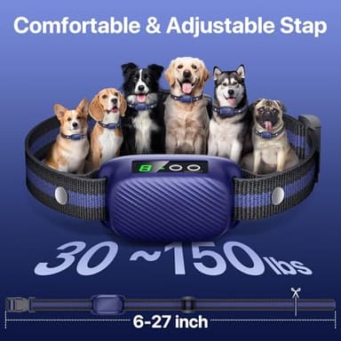 Dog Bark Collar for Large Medium Dogs,Automatic Barking Collar with 3 Training Mode,Rechargeable Anti Bark Collar with 8 Adjustable Sensitivity (Blue) - Image 5