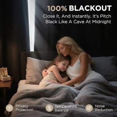 Joydeco 100% Blackout Curtains for Bedroom 84 Inch Long, Linen Black Out Curtains 2 Panels Set With Grommet for Living Room Window, Thermal Insulated Full Light Blocking Drapes Privacy Protection,52"W - Image 5