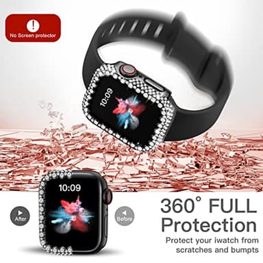 Bling Bumper Case Compatible with Apple Watch Series 3/2/1 38mm, Diamond Protective Face Cover for Women, Hard PC Frame for iWatch 38mm - Image 6