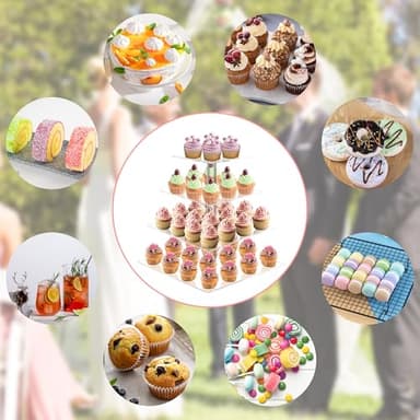 YestBuy 4 Tier Acrylic Cupcake Stand, Premium Cupcake Holder, Acrylic Cupcake Tower Display Cady Bar Party Décor â Display for Pastry(4.7" Between 2 Layers) - Image 6