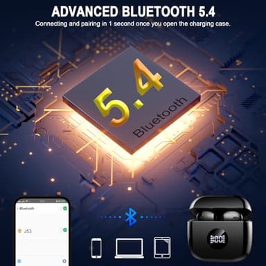 Wireless Earbuds, Bluetooth 5.4 Ear Buds LED Power Display Headphones Bass Stereo, Bluetooth Earbuds in-Ear Noise Cancelling Mic, 40H Playback Mini Case IP7 Waterproof Sports Earphones for Android iOS - Image 3