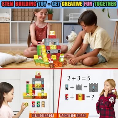 MEDMHSMA 200PCS Magnetic Blocks Building Toys, 1" Light Up Building Blocks Magnet Cubes Tiles for Toddlers Boys Girls 3+, Build Game Adventure Scenes STEM Sensory Construction Toys - Image 4