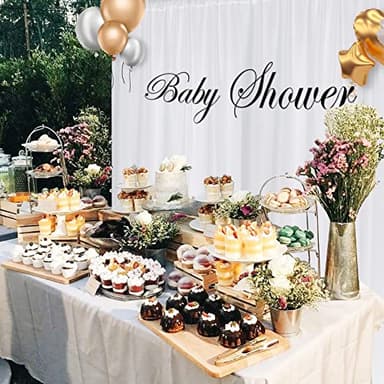 10 ft × 10 ft White Backdrop Curtain for Wedding Decor Holiday Party - White Wedding Backdrop Polyester Photography Backdrop Drapes Baby Shower Birthday Privacy Sliding Curtains Home Decor, 2 Panels - Image 8