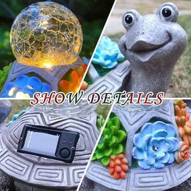 JOYBEE Solar Turtle Garden Statue Outdoor Decor-Turtle Solar Figurines Lights Decorations for Patio Yard Lawn Ornaments-Turtle Gifts for Birthday Easter Housewarming(Color) - Image 4