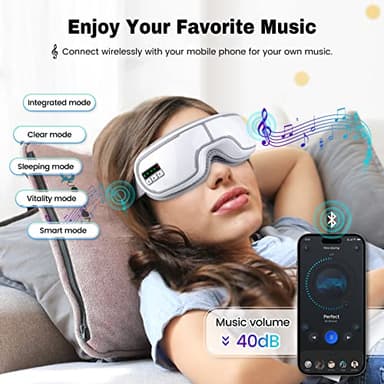 klobela Eye Massager with Heat,Heated Eye Mask, Compression Massage,Eye Massager for Migraine Relief, Reduces Dark Circles & Strain, Improves Sleep, Ideal Gift for Men/Women,White - Image 5