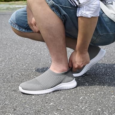 TIOSEBON Men's Casual Slip-on Walking Tennis Shoes-Comfortable Knit Running Sneakers 9 US Deep Gray - Image 4