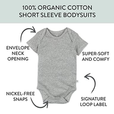 HonestBaby 10-Pack Short Sleeve Bodysuits One-Piece 100% Organic Cotton for Infant Baby Boys, Girls, Unisex, Rainbow Blues, 18 Months - Image 3