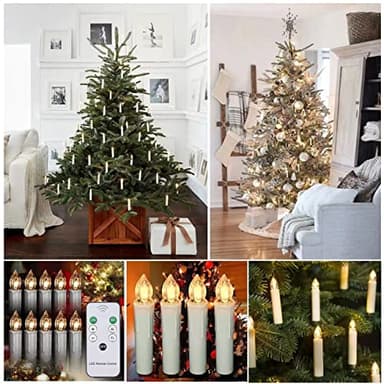 10PCS LED Flameless Taper Candles Flickering with Remote Timer, Battery Operated Waterproof Christmas Tree Candles, Warm White Window Lights Clips, Perfect for Christmas, Home Decoration - Image 2