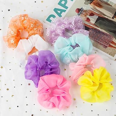 8 Pcs LED Scrunchies for Women - Scrunchy, Light Up Scrunchies for Girls, Colorful Yarn Hair Tie Multi Light Modes, Glow in the Dark Hair Accessories for Christmas Rave Party (#01) - Image 6