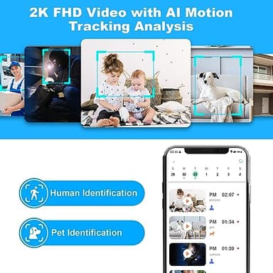 2K Indoor Camera, 5/2.4 GHz WiFi Pan/Tilt Security Camera with AI Motion Detection, One-Click, Wired Baby/Pet Camera with 2-Way Audio, 24/7, Siren Alarm, TF/Cloud Storage - 4 Pack - Image 5